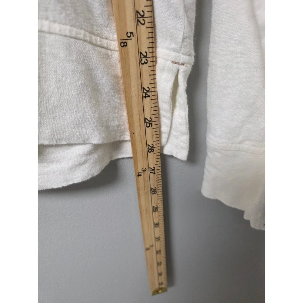 Banana Republic 100% Linen Hoodie Mens L Ivory Henley Pullover Beachy Coastal